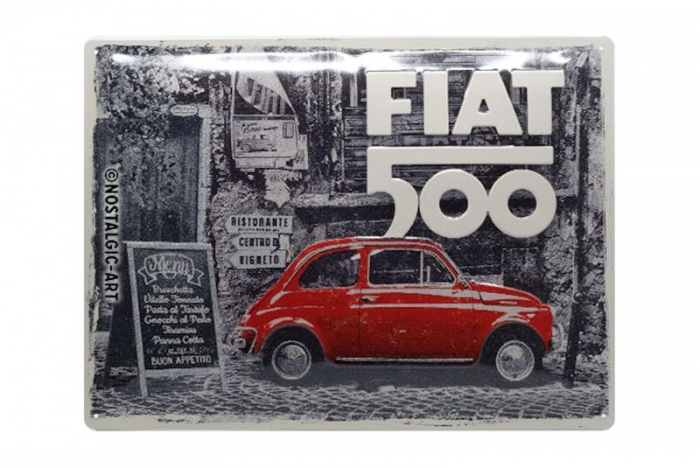 Blechschild "Fiat 500 rot" - 40 x 30cm